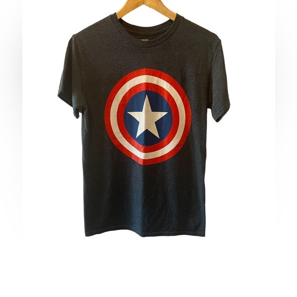 MENS MARVEL Captain America Grey Graphic Short Sleeve Tee Shirt S